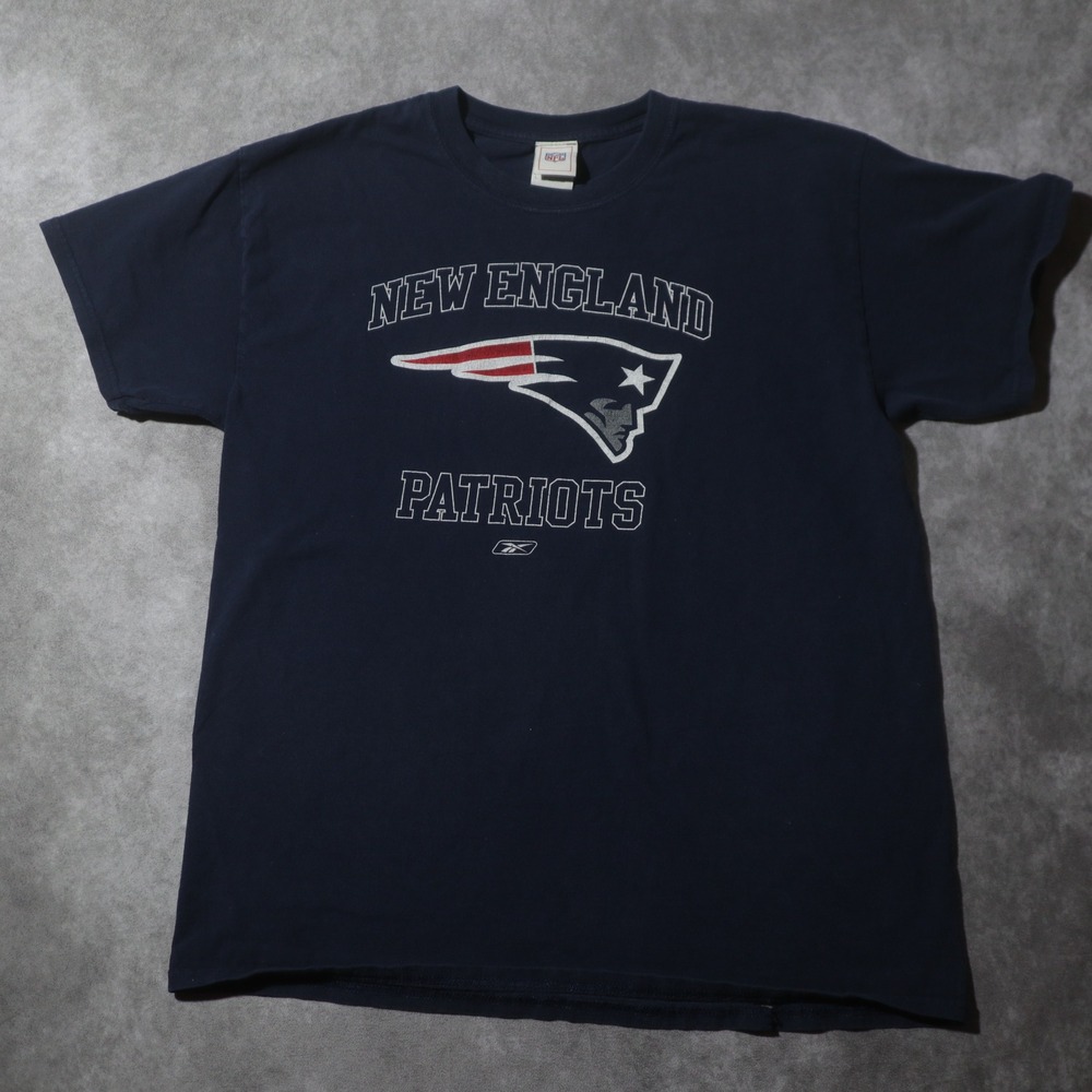 Reebok New England Patriots NFL T-Shirt Mens Large Navy Blue Graphic Tee